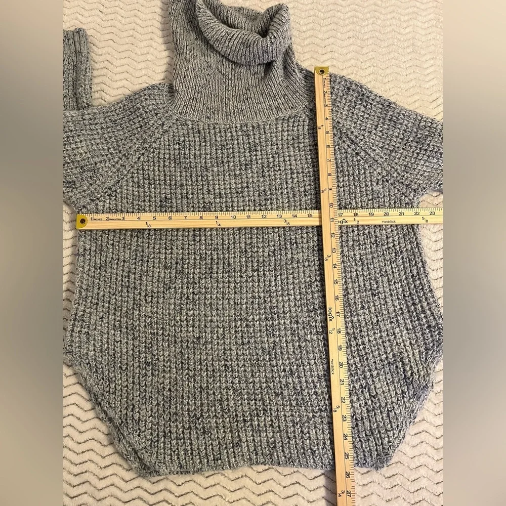 Free People Dylan Blue Confetti Tweedy Roll Neck Pullover Sweater Sz M